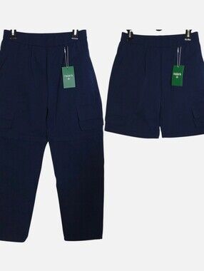 Halara Convertible Cargo Pants Womens Medium Black Zip Off Shorts Hiking Travel